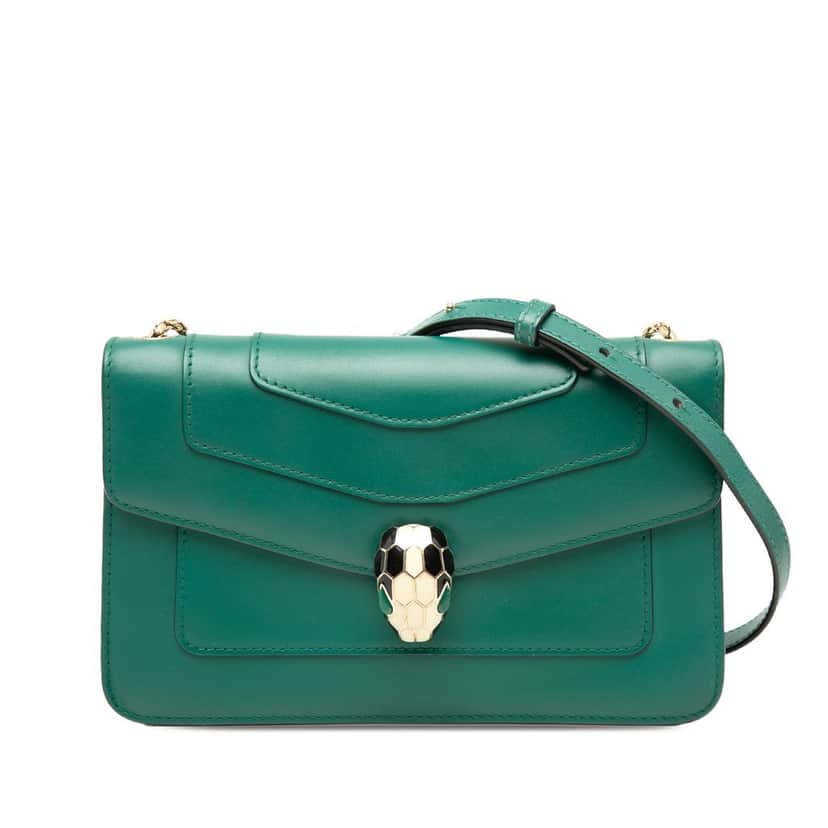 Bvlgari Leather Serpenti Forever Crossbody Green Leather Very good condition - Front View