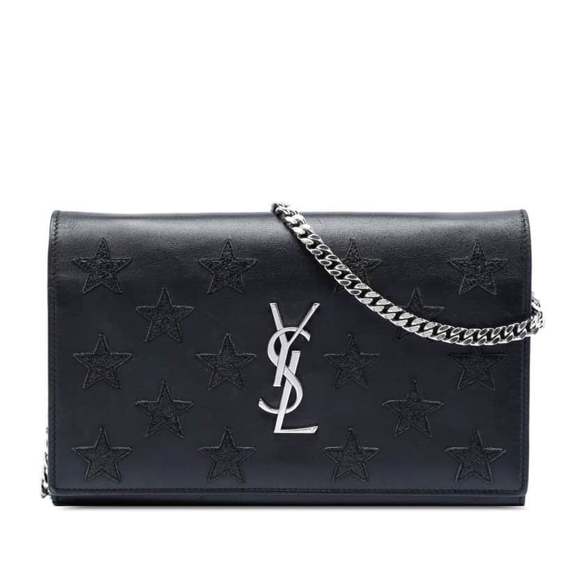 Saint Laurent Calfskin Monogram Star Kate Wallet On Chain Black Leather Very good condition - Front View