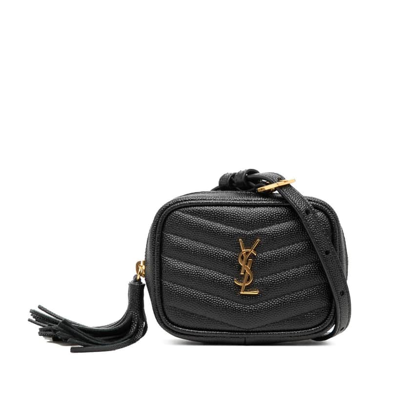 Saint Laurent Baby Matelasse Grain De Poudre Monogram Lou Camera Bag Black Leather Very good condition - Front View