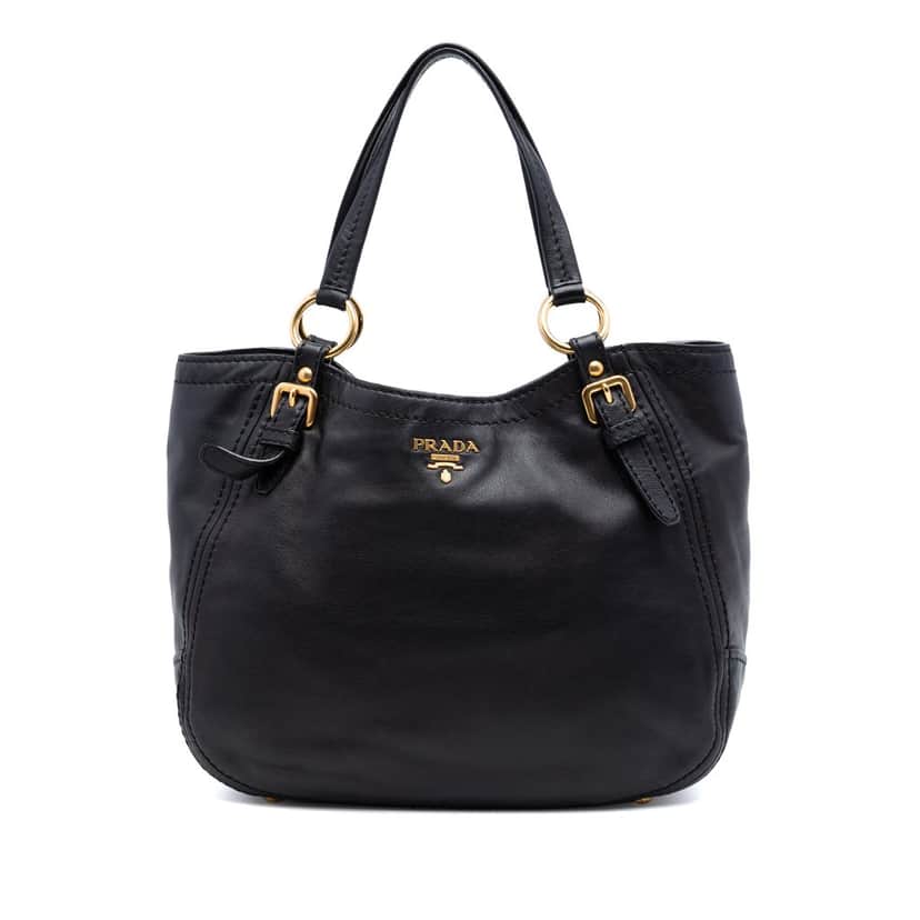 Prada Vitello Lux Shoulder Bag Black Leather Very good condition - Front View