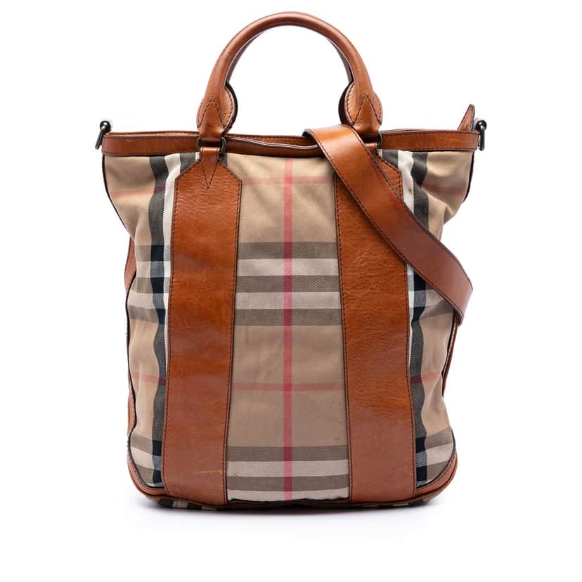 Burberry House Check Canvas Bonington Satchel Beige Very good condition - Front View