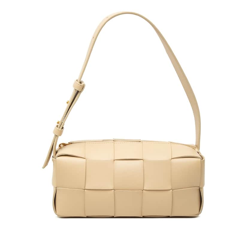 Bottega Veneta Small Nappa Intrecciato Brick Cassette Brown Leather Very good condition - Front View