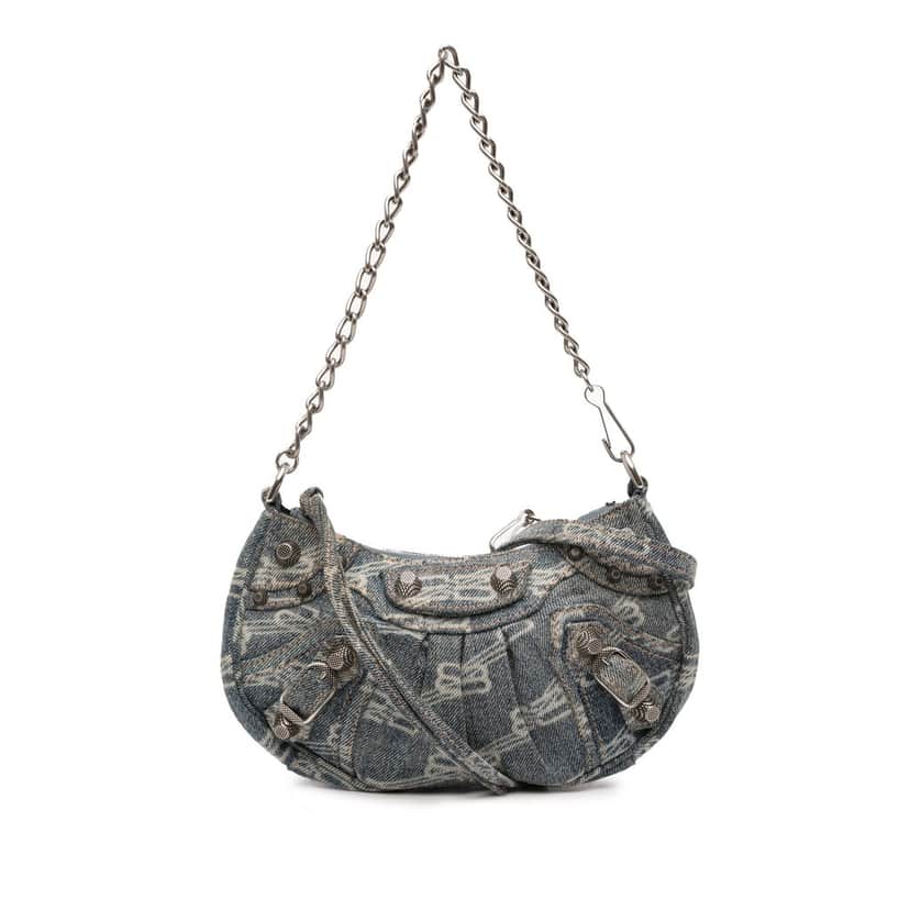 Balenciaga Mini BB Monogram Denim Le Cagole Blue Very good condition - Front View