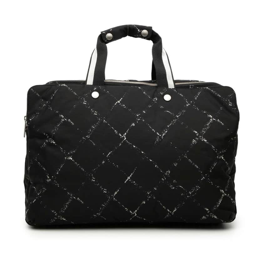 Chanel Old Travel Line Nylon Travel Bag Black Very good condition - Front View