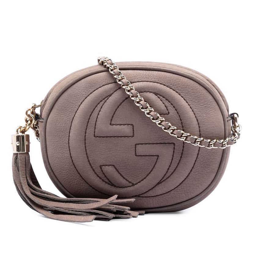 Gucci Mini Nubuck Soho Chain Crossbody Brown Leather Very good condition - Front View