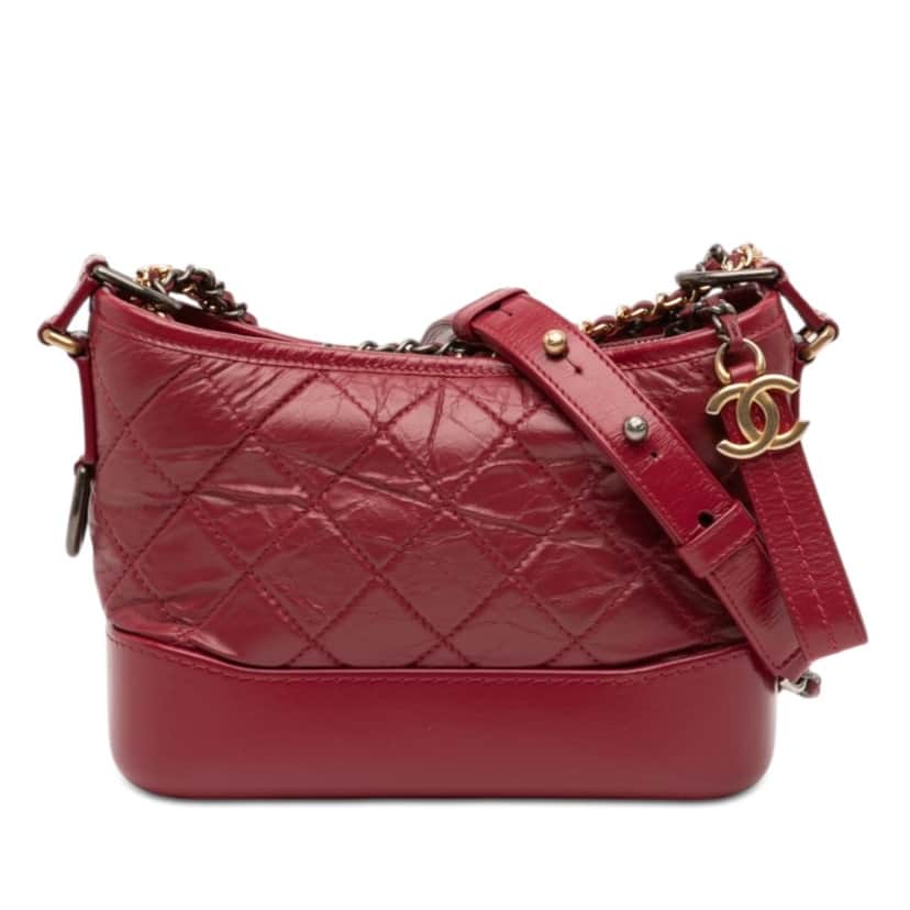 Chanel Small Aged Calfskin Gabrielle Crossbody Red Leather Very good condition - Front View