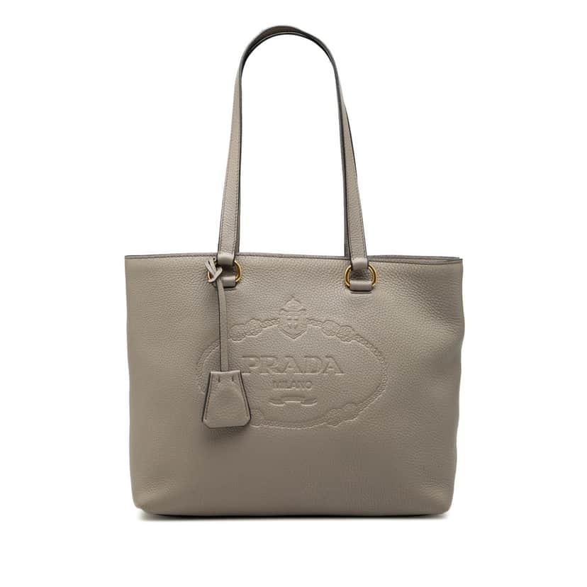 Prada Vitello Daino Canapa Logo Tote Brown Leather Very good condition - Front View