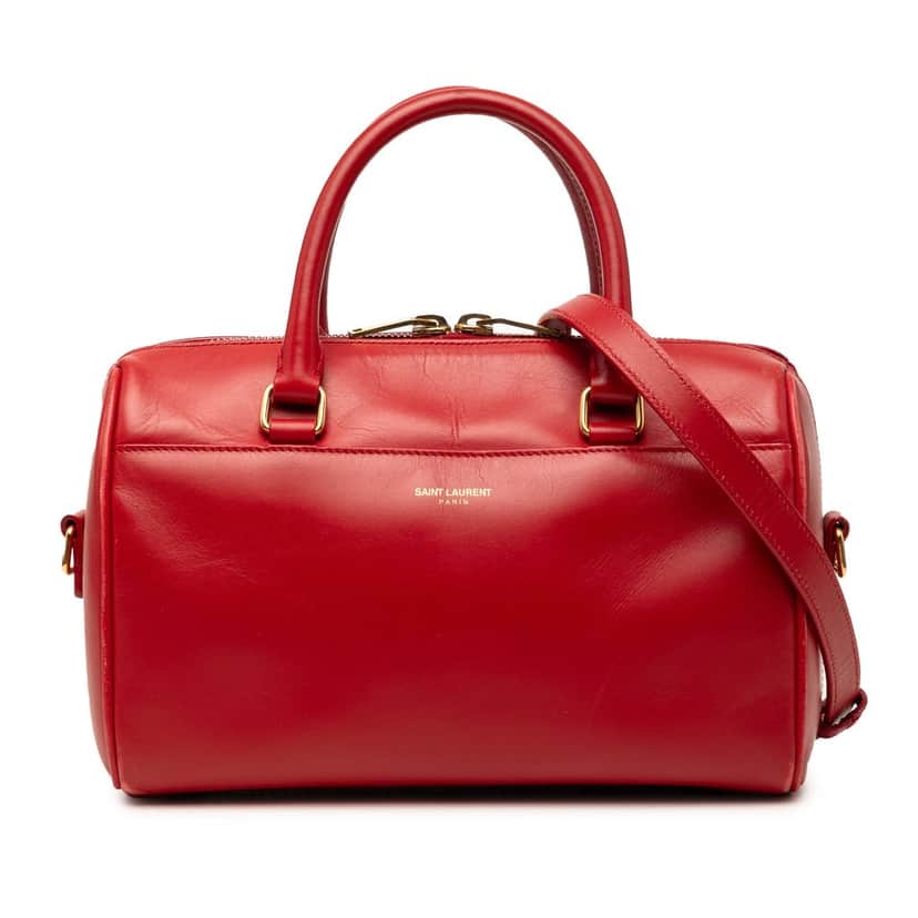 Saint Laurent Baby Leather Classic Duffle Satchel Red Leather Very good condition - Front View