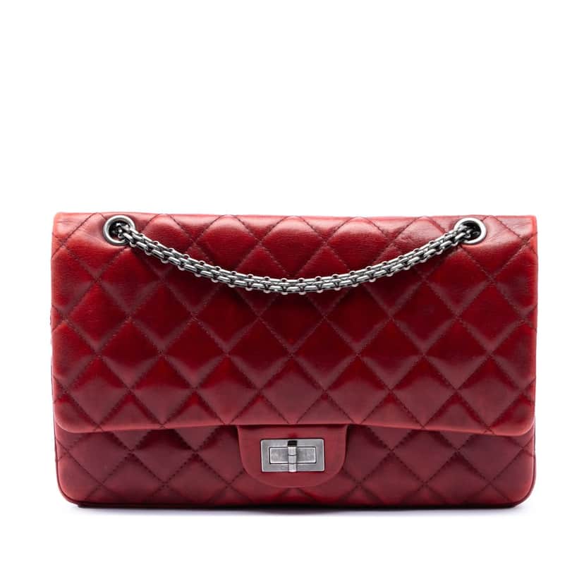 Chanel Quilted Lambskin Reissue 2.55 Double Flap 227 Red Leather Very good condition - Front View