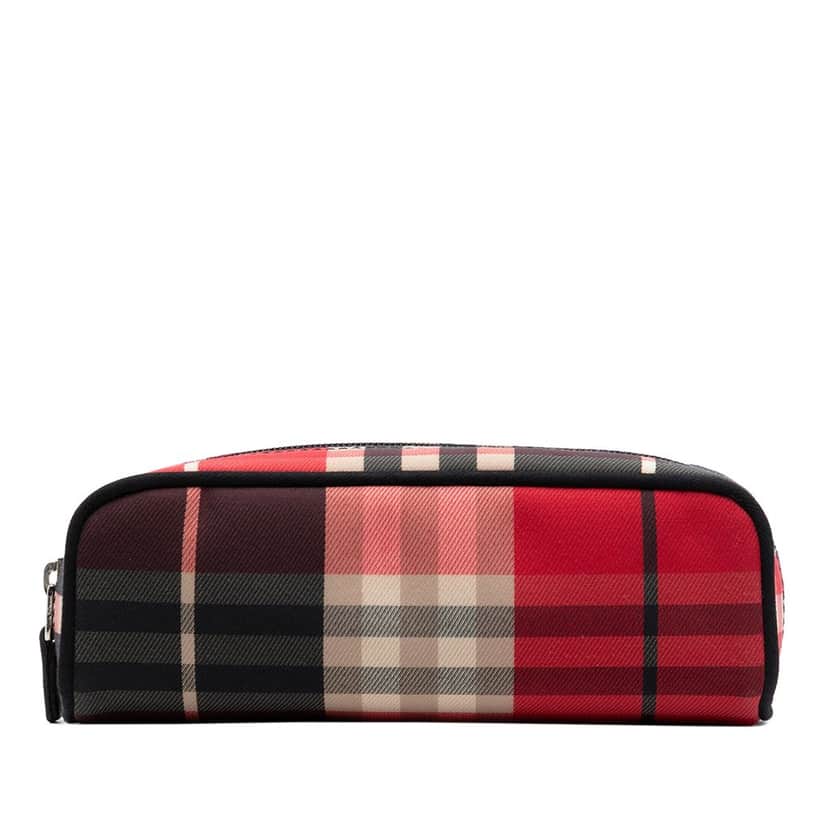 Burberry Exploded Check Canvas Pouch Red Very good condition - Front View