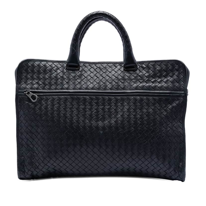 Bottega Veneta Nappa Intrecciato Business Bag Black Leather Very good condition - Front View