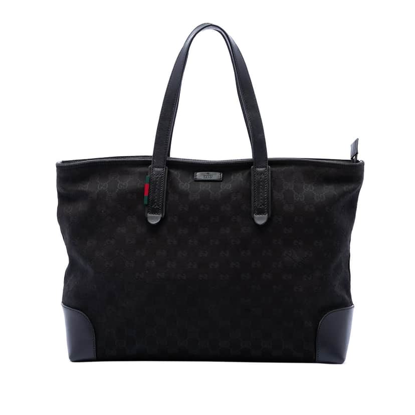Gucci GG Canvas Web Tote Black Very good condition - Front View