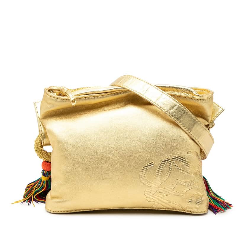 Loewe Nappa Flamenco Tassel Crossbody Gold Leather Very good condition - Front View