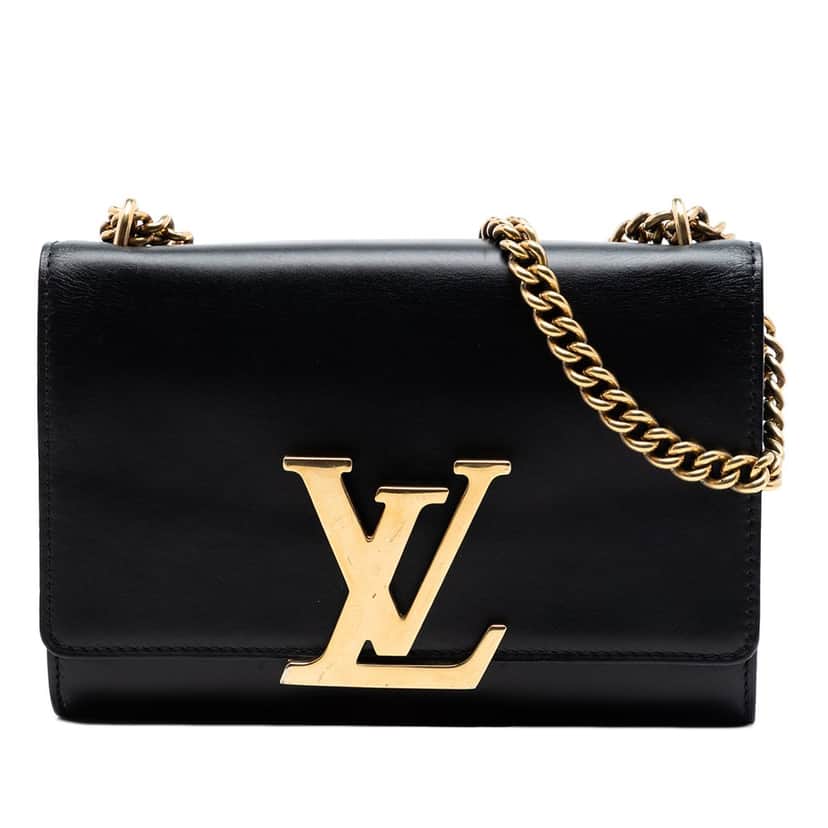 Louis Vuitton Leather Louise Chain MM Black Leather Very good condition - Front View