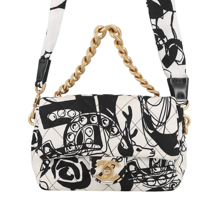 Chanel Mini Printed Canvas Deer Coco Flap White Very good condition - Front View