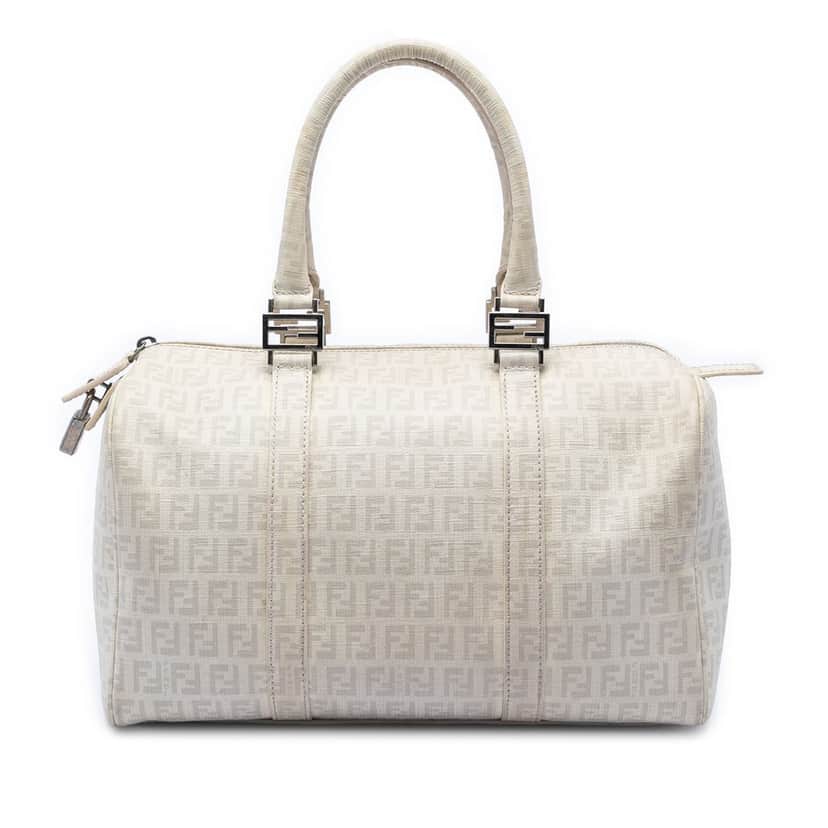 Fendi Zucchino Spalmati Forever Bauletto Boston Bag Beige Very good condition - Front View