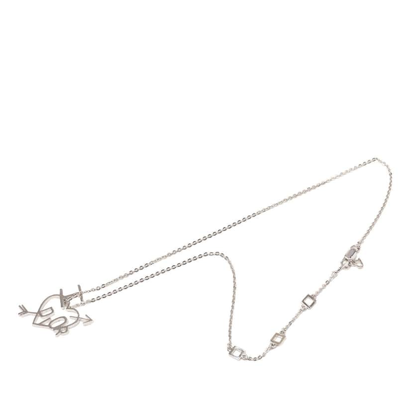 Dior Brass I Love Dior Pendant Necklace Silver Metal Very good condition - Front View