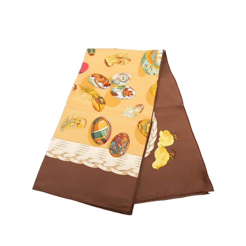 Hermès Couvee d Hermes Silk Scarf 90 Orange Very good condition - Front View