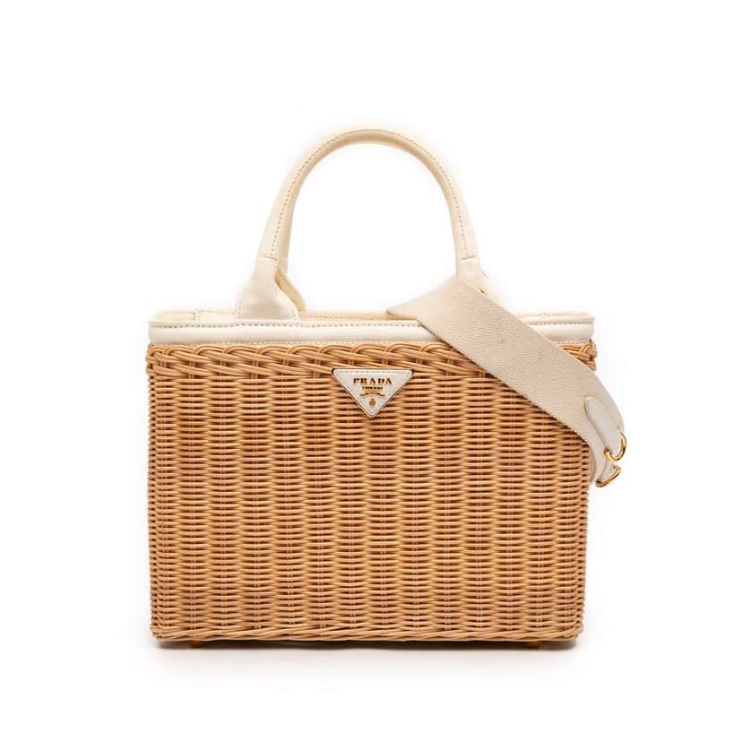 Prada Wicker Satchel Beige Good condition - Front View