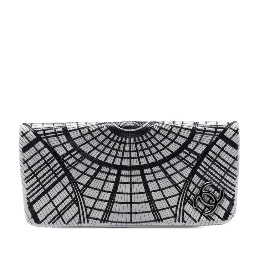 Chanel Sequin Embellished Lambskin Grand Palais Clutch Other Leather Very good condition - Front View
