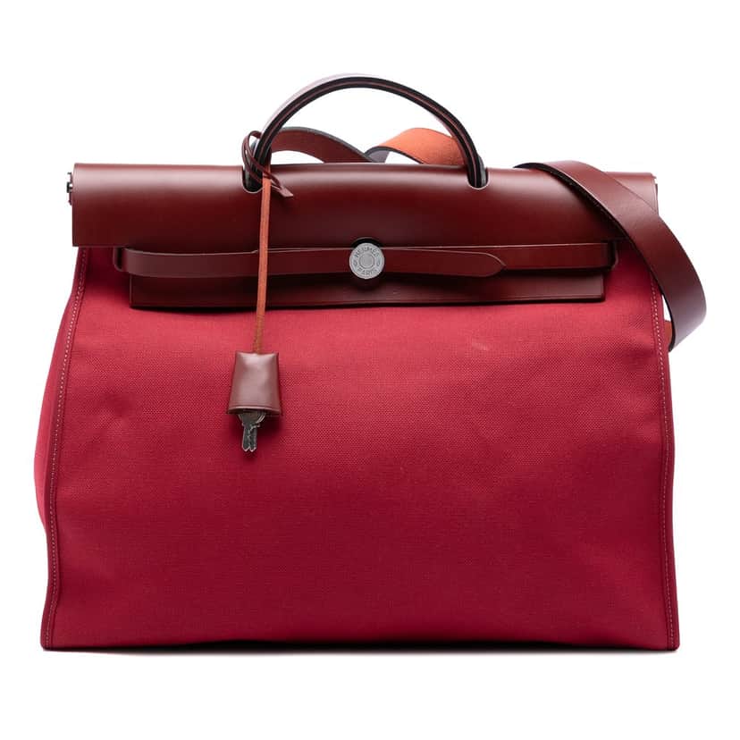 Hermès Toile Herbag Zip 39 Red Very good condition - Front View