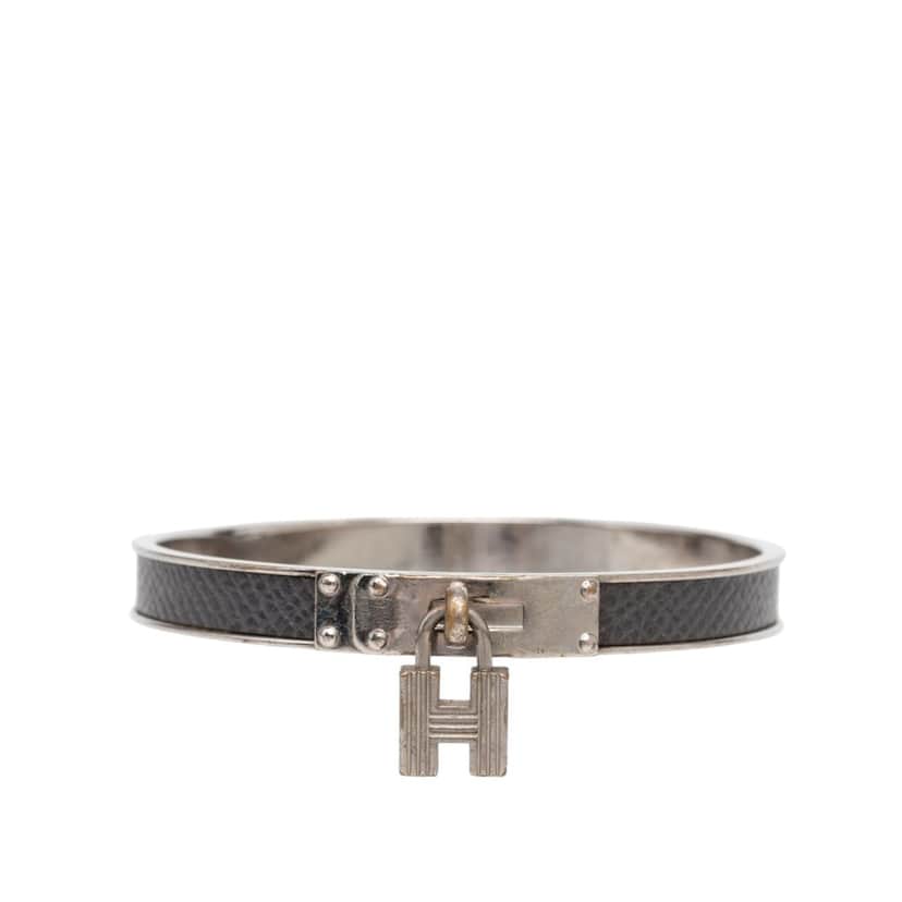 Hermès Epsom and Palladium Plated Kelly Cadena Lock Bangle Bracelet Other Metal Very good condition - Front View