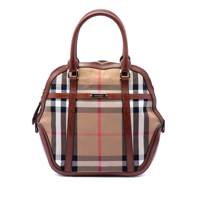 Burberry Medium House Check Canvas Bridle Orchard Handbag Brown Very good condition - Front View