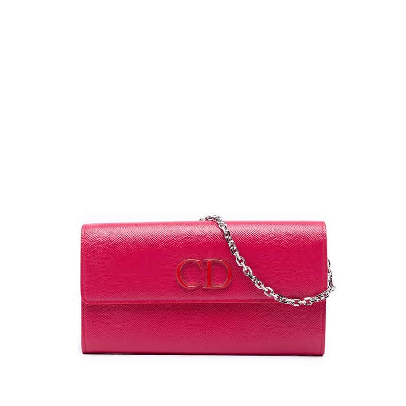 Dior Grained Patent Mania Rendez Vouz Wallet on Chain Pink Leather Very good condition - Front View