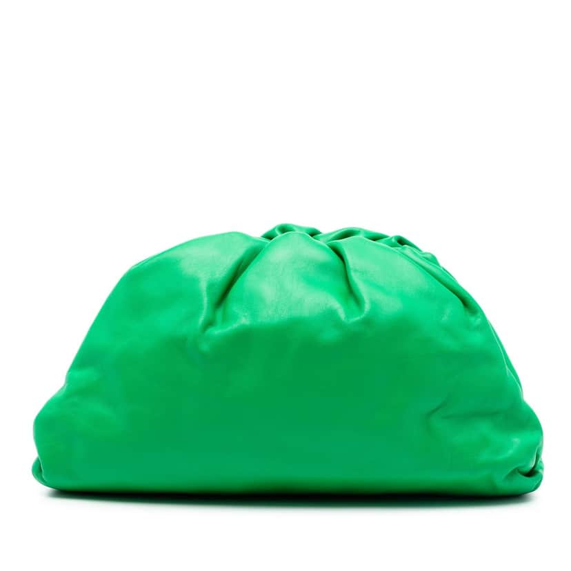 Bottega Veneta Teen Lambskin Pouch Green Leather Very good condition - Front View