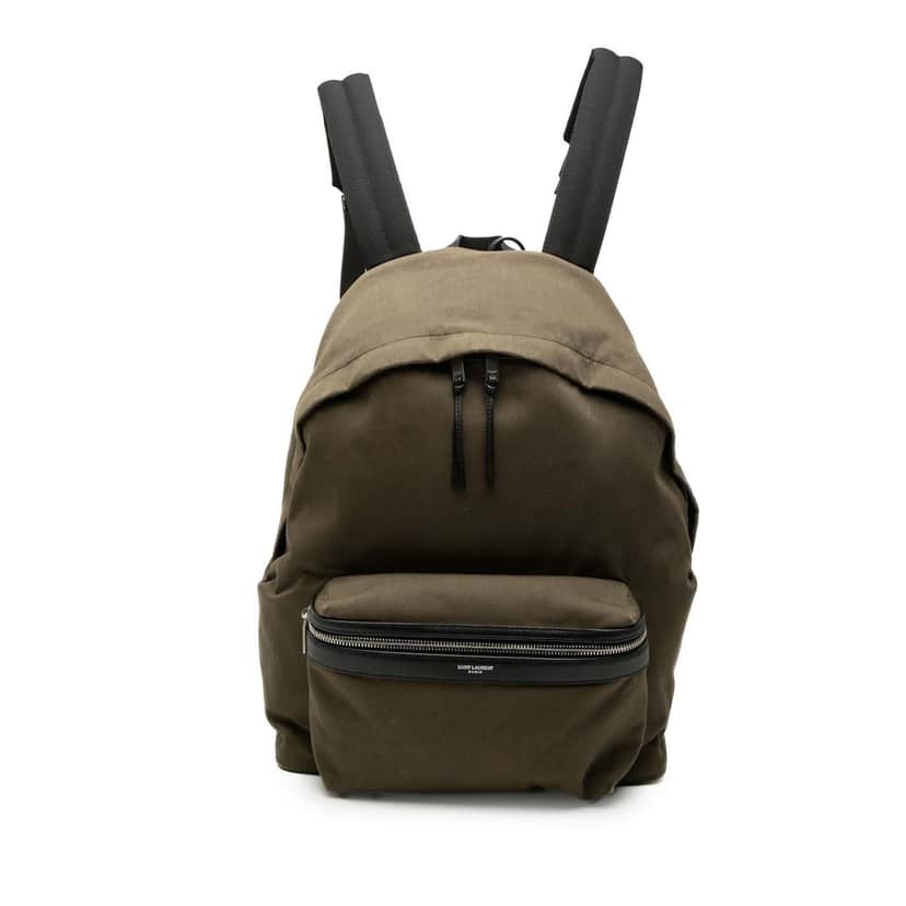 Saint Laurent Canvas City Backpack Brown Very good condition - Front View