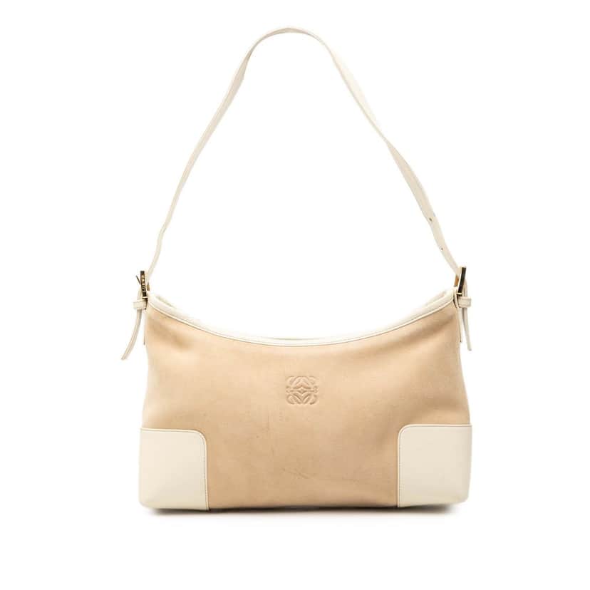 Loewe Suede Anagram Shoulder Bag Brown Leather Good condition - Front View