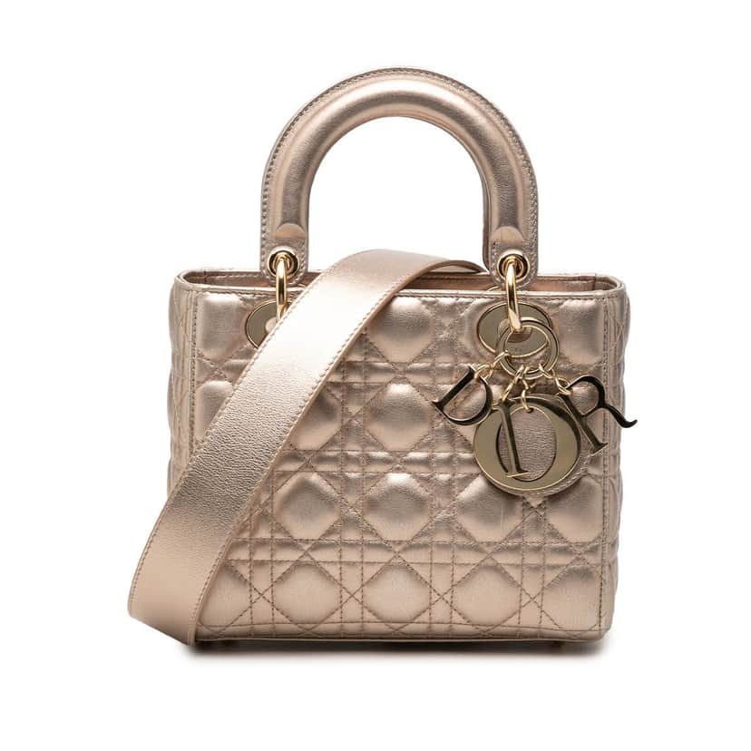 Dior Small Metallic Lambskin Cannage My ABCDior Lady Dior Gold Leather Very good condition - Front View