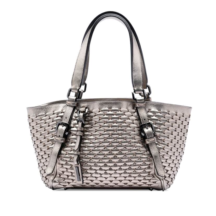 Burberry Metallic Woven Leather Tote Gold Leather Very good condition - Front View