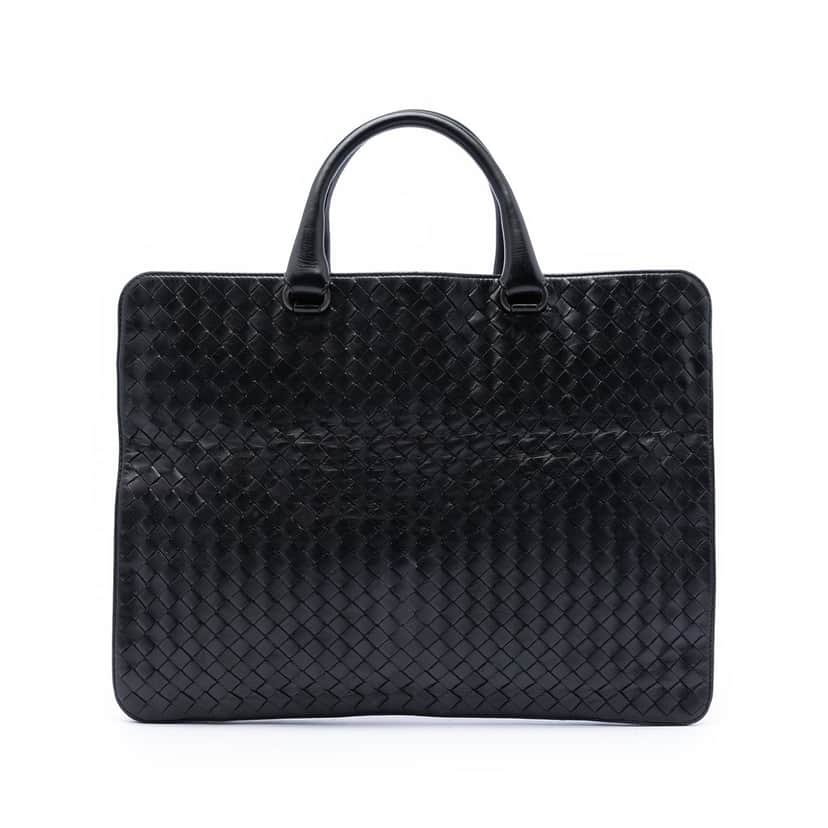Bottega Veneta Nappa Intrecciato Business Bag Black Leather Very good condition - Front View