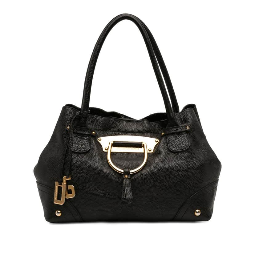 Dolce & Gabbana Pebbled Leather D Ring Tote Black Leather Very good condition - Front View
