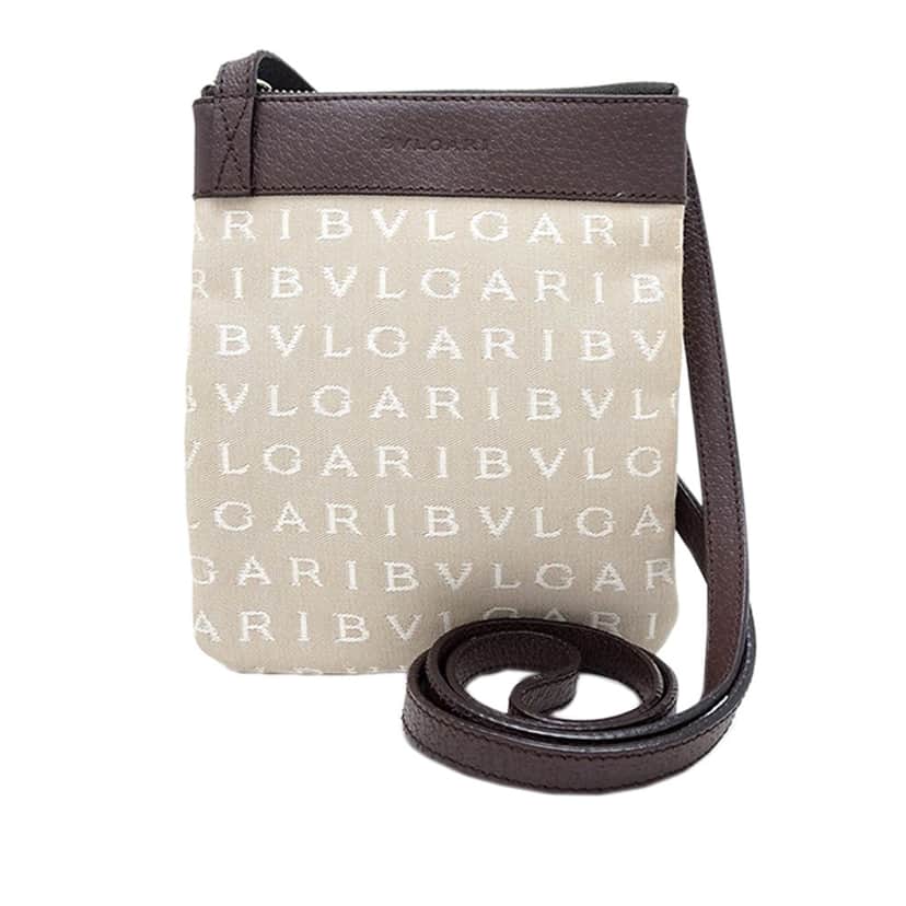 Bvlgari Logomania Canvas Crossbody Beige Very good condition - Front View