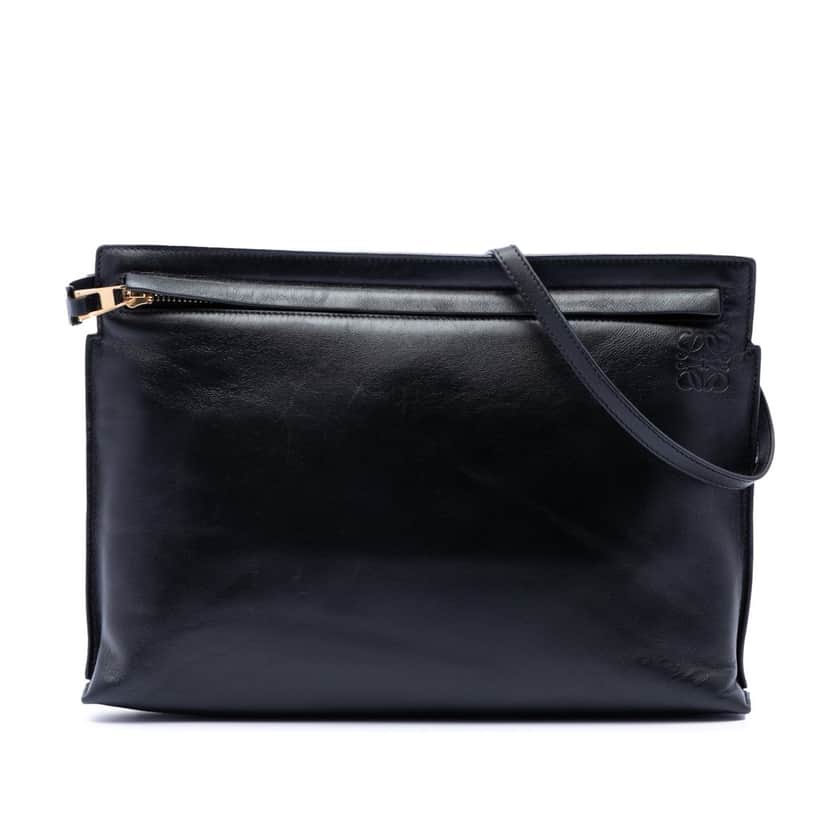 Loewe Nappa Anagram T Pouch Crossbody Black Leather Very good condition - Front View