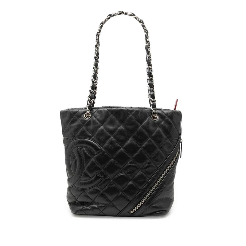 Chanel Small Quilted Aged Calfskin Cotton Club Tote Black Leather Very good condition - Front View