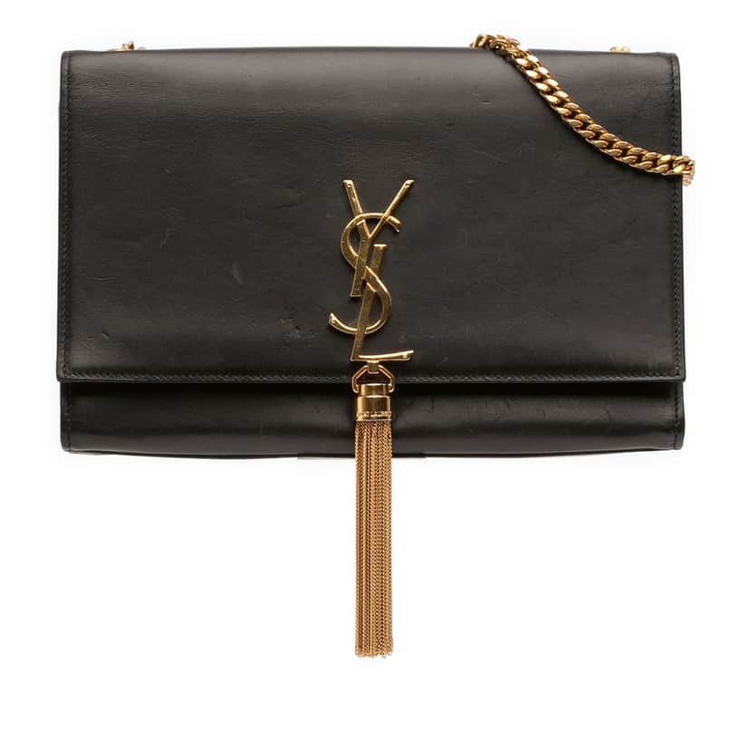 Saint Laurent Medium Smooth Calfskin Classic Monogram Kate Tassel Crossbody Black Leather Good condition - Front View