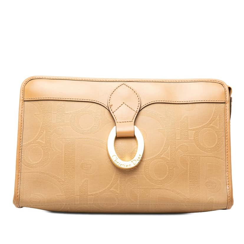 Dior Diorissimo Trotter Coated Canvas Clutch Brown Very good condition - Front View