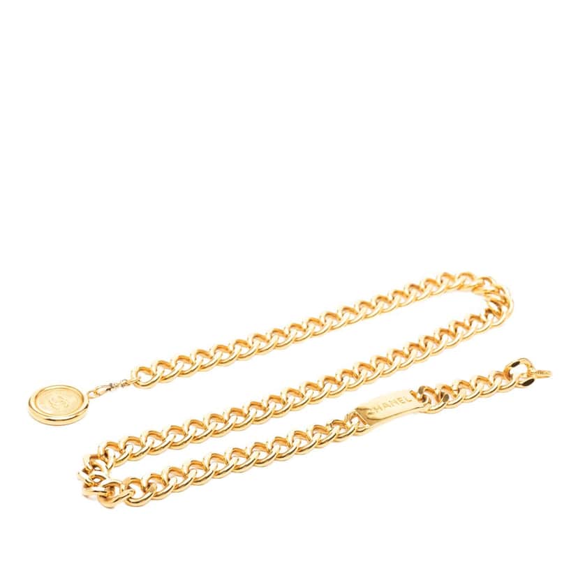Chanel Gold Plated CC Medallion Chain Belt Gold Metal Very good condition - Front View