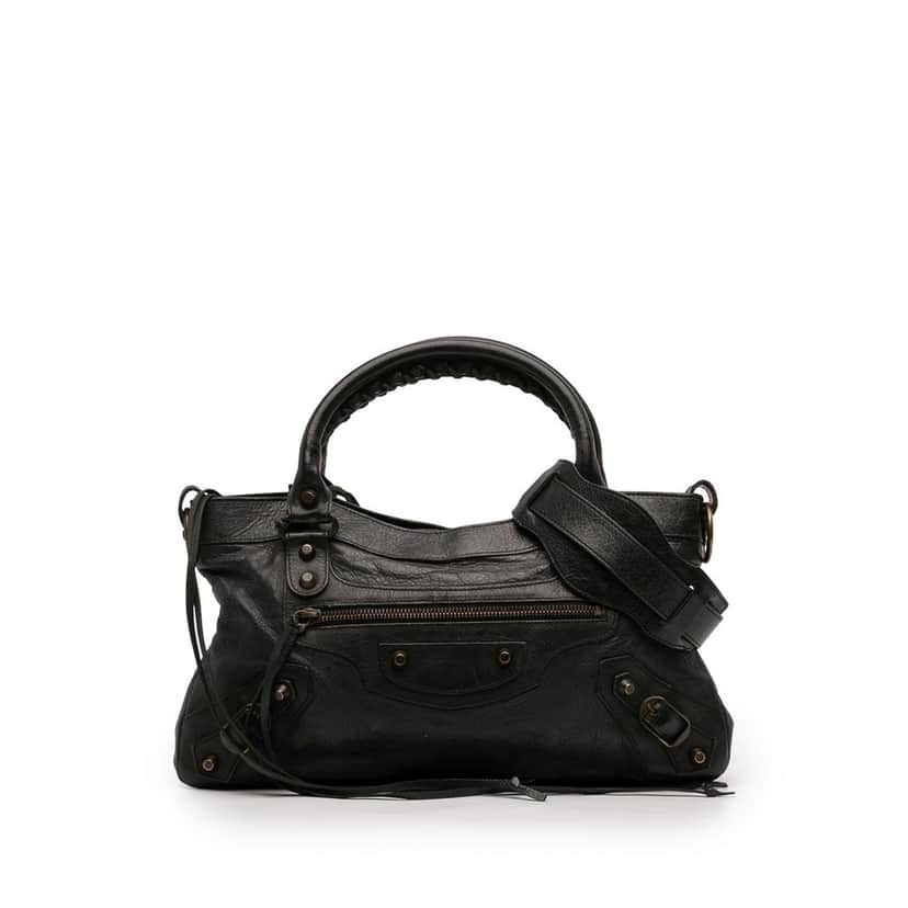 Balenciaga Lambskin Motocross Classic First Satchel Black Leather Good condition - Front View