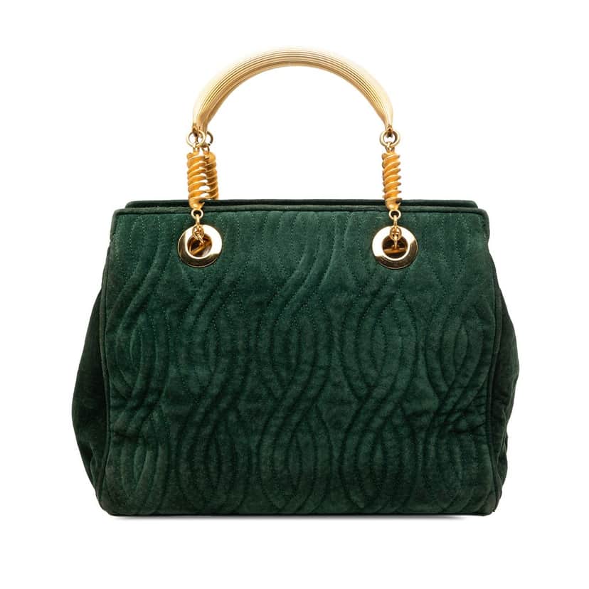 Fendi Suede Pasta Handbag Green Leather Very good condition - Front View