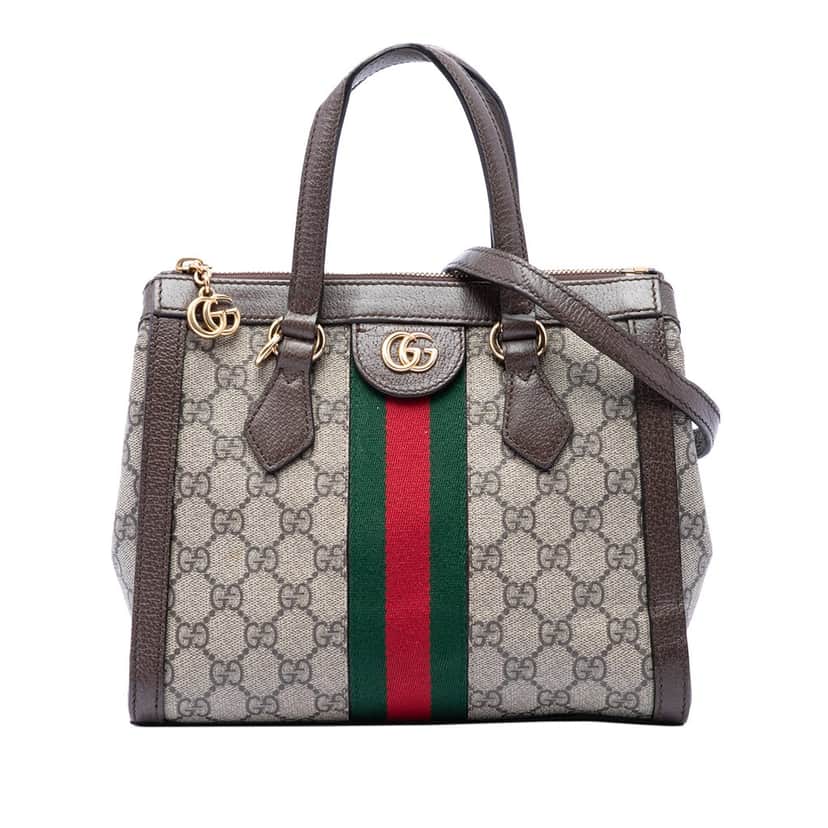 Gucci Small GG Supreme Ophidia Satchel Beige Very good condition - Front View
