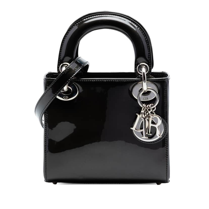 Dior Mini Patent Lady Dior Black Leather Very good condition - Front View