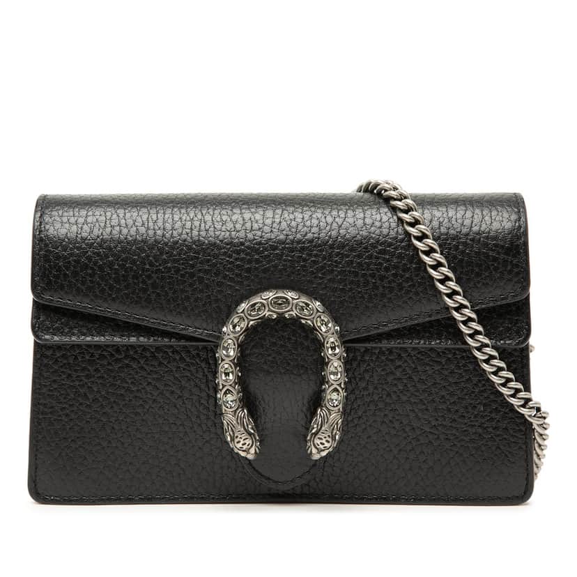 Gucci Mini Calfskin Dionysus Crossbody Black Leather Very good condition - Front View