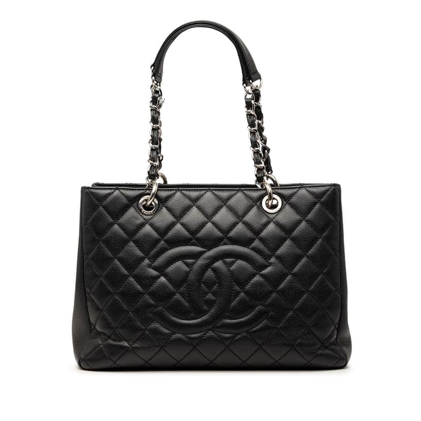 Chanel Caviar Grand Shopping Tote Black Leather Very good condition - Front View