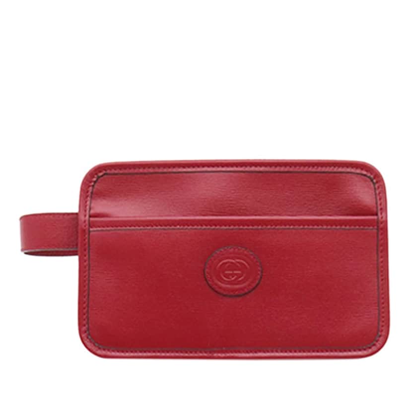 Gucci Calfskin Interlocking G Clutch Red Leather Very good condition - Front View