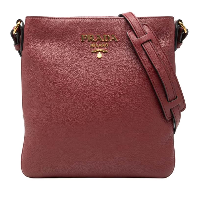 Prada Vitello Daino Crossbody Red Leather Very good condition - Front View