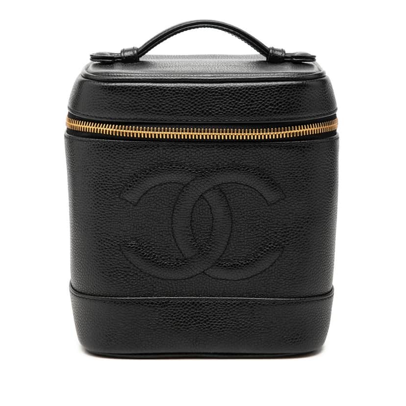 Chanel CC Caviar Vanity Bag Black Leather Very good condition - Front View